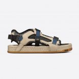 Dior Men Atlas Sandal Beige and Black Dior Oblique Jacquard with Beige Suede