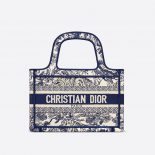 Dior Women Mini Dior Book Tote Blue Toile de Jouy Embroidery