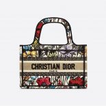 Dior Women Mini Dior Book Tote Multicolor Mille Fleurs Embroidery