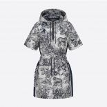 Dior Women Short Hooded Dress Black and White Technical Taffeta Jacquard