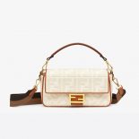 Fendi Women Baguette White Canvas FF Bag