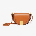 Fendi Women Moonlight Hand-Stitched Leather Satchel Bag-Brown