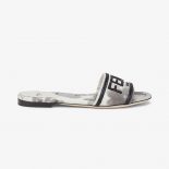 Fendi Women Signature Slides Gray Canvas Slides