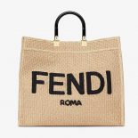 Fendi Women Wallet on Chain with Pouches Woven Straw Shopper