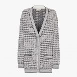 Fendi Women White Viscose Cardigan with a Black and White Jacquard FF Motif