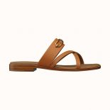Hermes Women Claire Sandal in Calfskin Leather-Brown