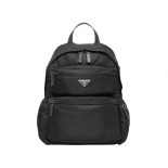 Prada Men Iconic Nylon Backpack with Timeless-Black