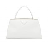 Prada Women Brushed Leather Handbag-white