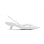 Prada Women Brushed Leather Slingback Pumps-White