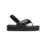 Prada Women Nappa Leather Thong Flatform Sandals-Black