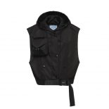 Prada Women Re-Nylon Gabardine Oversized Vest-Black