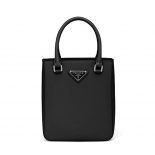 Prada Women Small Brushed Leather Tote-Black