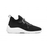 Prada Women The Triangle Logo Decorates These Knit Fabric Sneakers-Black