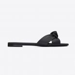 Saint Laurent YSL Women Bianca Flat Mules in Smooth Leather-Black