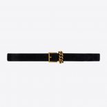 Saint Laurent YSL Women Chain-loop Narrow Belt with Square Buckle in Suede