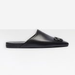 Balenciaga Women Cosy BB Slide in Black Smooth Calfskin Matte BB Hardware