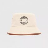 Burberry Women Leather Trim Logo Graphic Canvas Bucket Hat