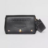 Burberry Women Small Horseferry Leather Crossbody Bag-Black