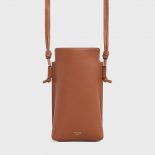 Celine Women Phone Pouch in Smooth Lambskin-Brown