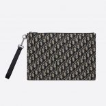 Dior Men A4 pouch Beige and Black Dior Oblique Jacquard