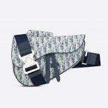 Dior Men Saddle bag Blue Dior Oblique Kasuri jacquard