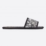 Dior Women Chez Moi Slide Black and White Dior Zodiac Embroidered Cotton