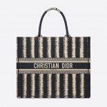 Dior Women Dior Book Tote Blue D-Stripes Embroidery