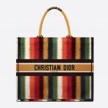 Dior Women Dior Book Tote Multicolor D-Stripes Embroidery