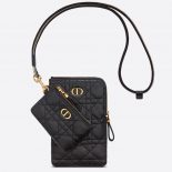 Dior Women Dior Caro Multifunctional Pouch Black Supple Cannage Calfskin