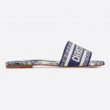 Dior Women Dway Slide Blue Cotton Embroidery