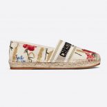 Dior Women Granville Espadrille Multicolor Cotton with Dior Hibiscus Embroidery