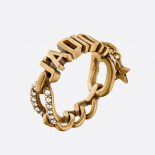 Dior Women J'Adior Ring Antique Gold-Finish Metal and White Crystals