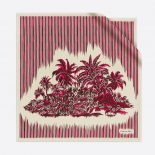 Dior Women Palms Square Scarf Burgundy Silk Twill