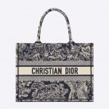 Dior Women Small Dior Book Tote Blue Toile de Jouy Reverse Embroidery