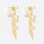 Dior Women Tribales Earrings Gold-Finish Metal and White Resin Pearls