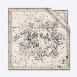 Dior Women Zodiac Square Scarf White and Black Silk Twill