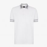 Fendi Men Polo Shirt White Pique Sweater