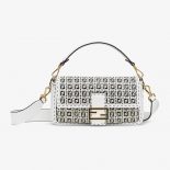 Fendi Women Baguette Black and white Braided Leather Bag