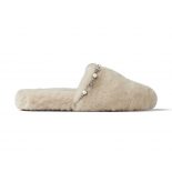 Jimmy Choo Women Aliette Flat Natural Shearling Slippers-Beige