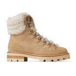 Jimmy Choo Women Eshe Flat Shearling Stucco Suede Hiking Boots