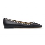 Jimmy Choo Women Mirele Flat Black Nappa Leather Flats with Pearl Outline