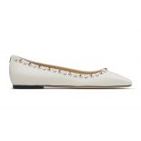 Jimmy Choo Women Mirele Flat Latte Nappa Leather Flats with Pearl Outline