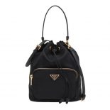 Prada Women Duet Re-Nylon Shoulder Bag-Black