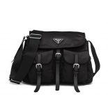 Prada Women Nylon Shoulder Bag-Black