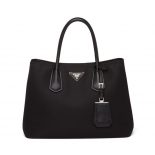 Prada Women Prada Double nylon and Saffiano Leather Bag-Black