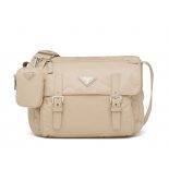 Prada Women Re-Nylon Shoulder Bag-Beige