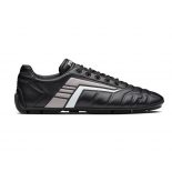 Prada Women Rev Leather Sneakers-Black