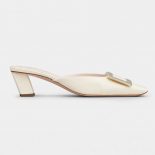 Roger Vivier Belle Vivier Metal Buckle Mules in Patent Leather in 4.5 cm Heel