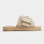 Roger Vivier Strass Buckle Espadrille Mules in Fabrics