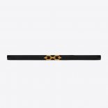 Saint Laurent YSL Women Maillon Thin Belt in Shiny Leather